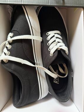 Men's Black Canvas Low-Top Sneakers with White Laces